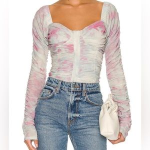 Free People Small All Night Fitted ruched silhouette bustier inspired blouse top